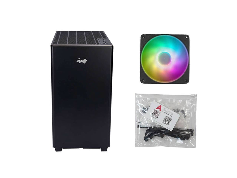 InWin A5 Computer Case, ATX Mid Tower, Tempered Glass, ARGB 120MM Rear Fan, Black (IW-CS-A5BLK-1AM120S)