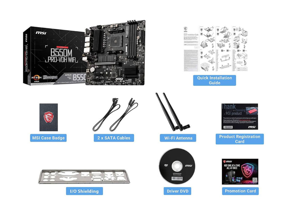 MSI B550M Pro-VDH WiFi, AMD AM4, Micro ATX Motherboard