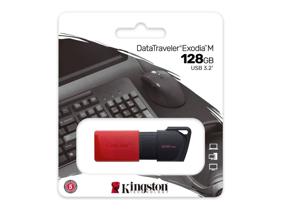 Kingston DataTraveler Exodia M 128GB USB 3.2 Flash Drive (Black + Red)