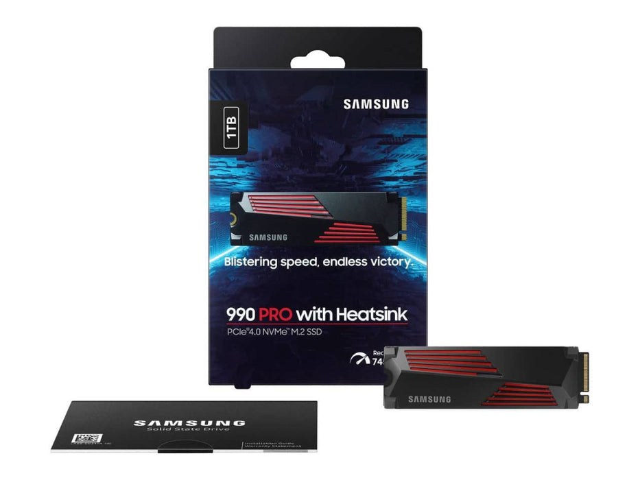 Samsung 990 Pro with Heatsink, 1TB PCIe 4.0 NVMe M.2 2280 Solid State Drive (SSD) - Read speeds up to 7,450 MB/s - MZ-V9P1T0CW