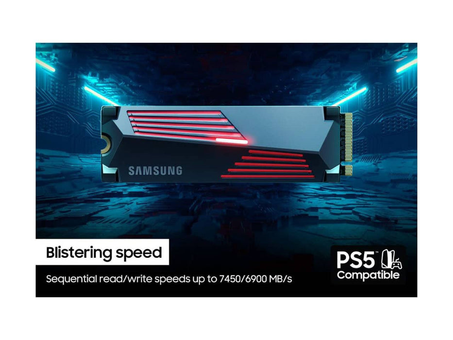 Samsung 990 Pro with Heatsink, 1TB PCIe 4.0 NVMe M.2 2280 Solid State Drive (SSD) - Read speeds up to 7,450 MB/s - MZ-V9P1T0CW