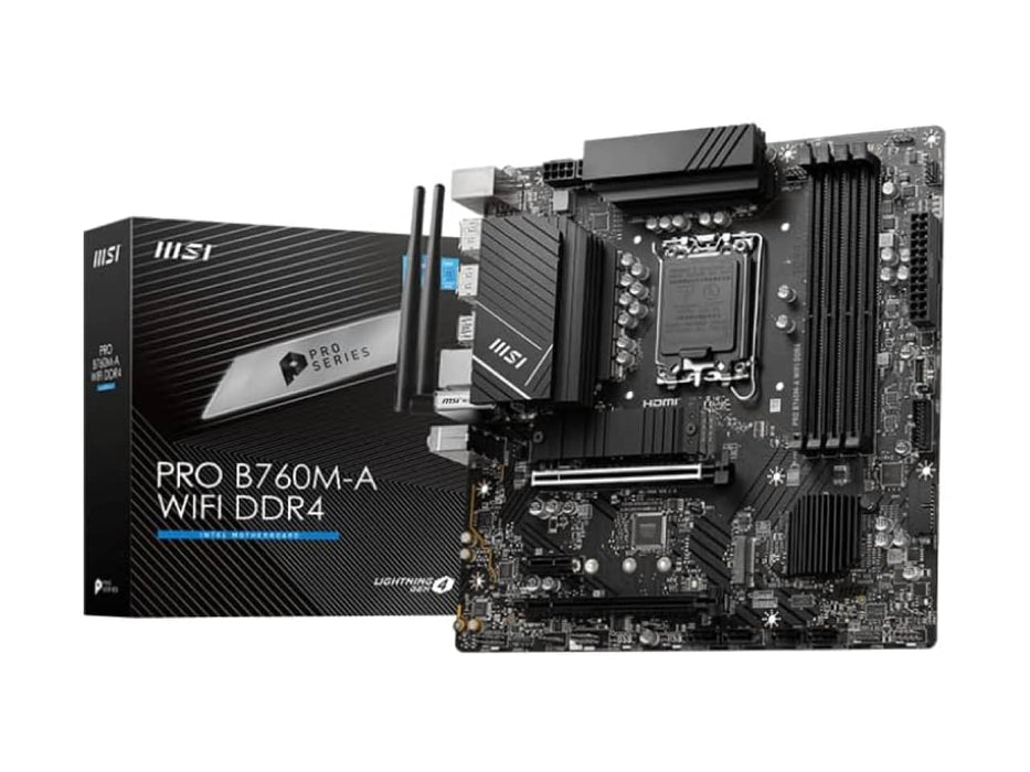 MSI Pro B760M-A WiFi D4, LGA 1700, DDR4, Intel Core 12th / 13th Gen, mATX Motherboard