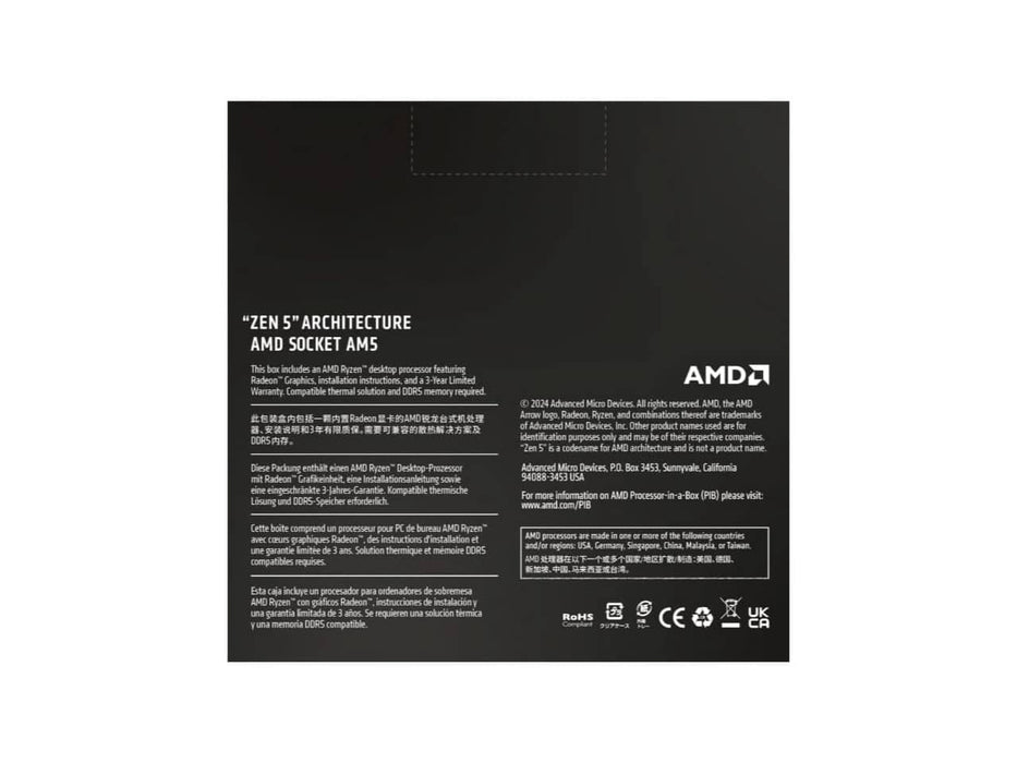 AMD Ryzen 7 9700X, AM5 Socket, Ryzen 7 9000 Series (Zen 5), Desktop Processor