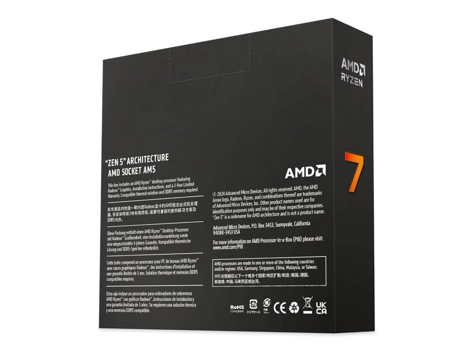 AMD Ryzen 7 9700X, AM5 Socket, Ryzen 7 9000 Series (Zen 5), Desktop Processor