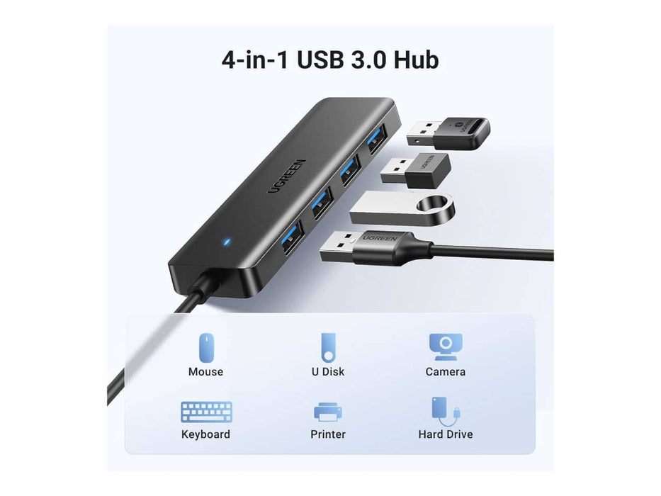 UGREEN USB 3.0 Hub, 4 Ports, USB-A Splitter, Ultra Slim