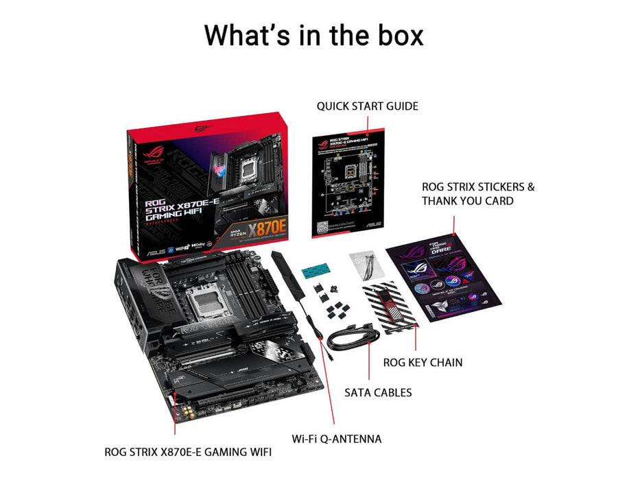 ASUS ROG Strix X870E-E Gaming WiFi Motherboard, WIFI6E, AM5 AMD, DDR5, ATX Motherboard